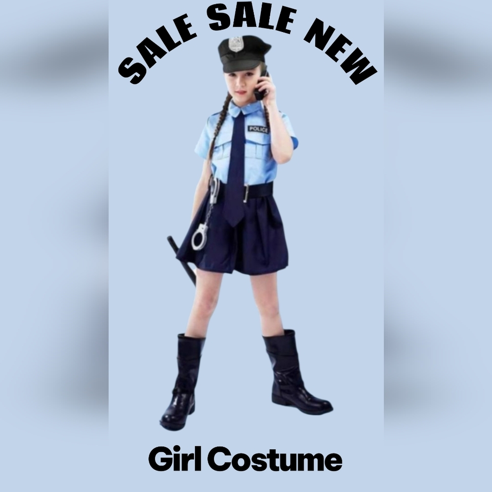 Kids Lg Police Officer Costume - Blue
